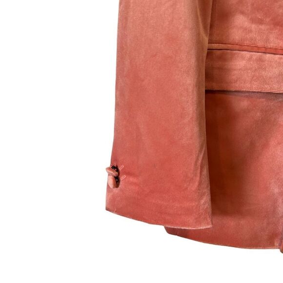 Topman slim double breasted six button velvet blazer in pink - Picture 8 of 11